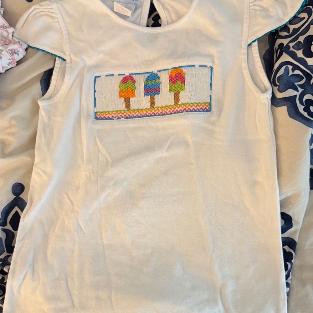 Colorful Ice Cream Embroidered Kids Tank Top